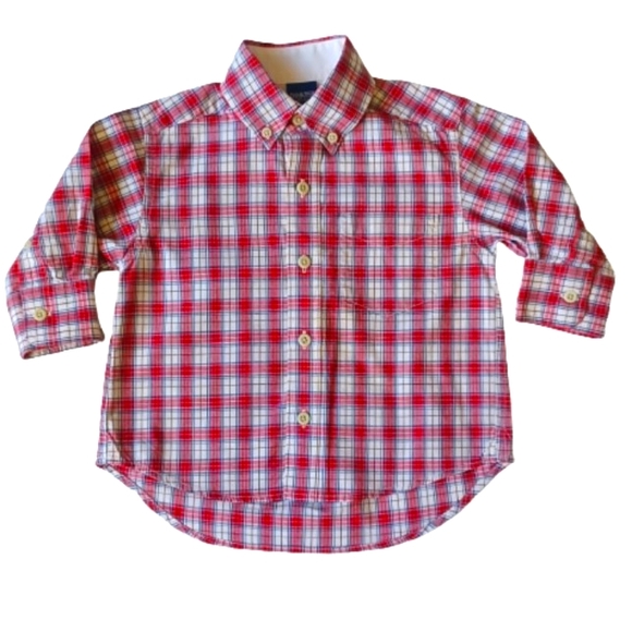 OshKosh Toddler Boy Red/ Black Plaid Print Long-Sleeve Button-Down Shirt main image 0